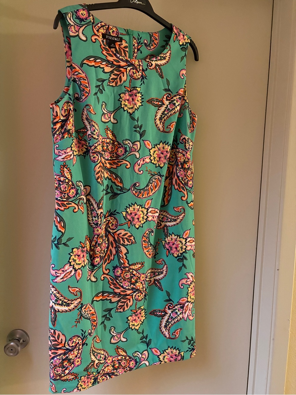 Roz & Ali Teal Paisley Floral Sheath Dress